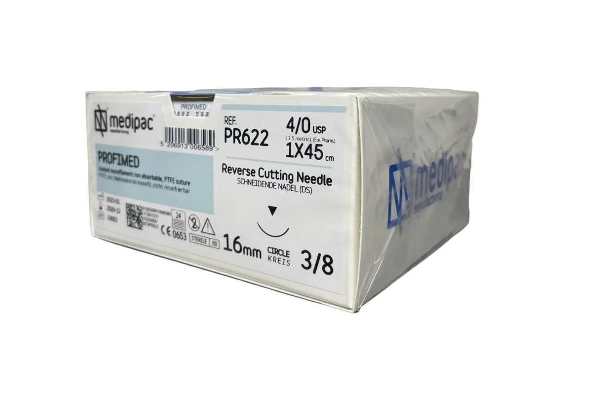 PTFE - Monofilament ikke resorberbar sutur. Hvid, pakning med 24 stk